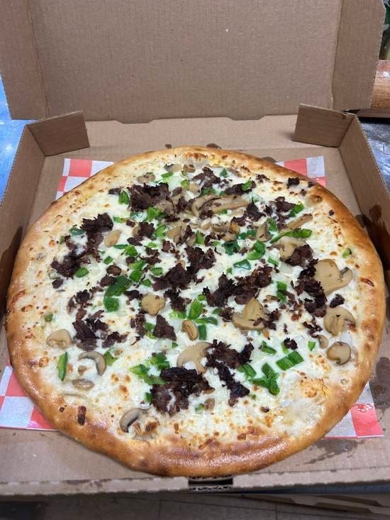 Philly Steak Pizza - Pizza de Carne Philly.